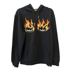 Civilized fire flame eyez black hoodie men's large